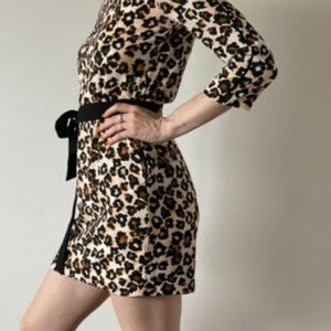 H&M Leopard Animal Print Mini Dress S with Pockets